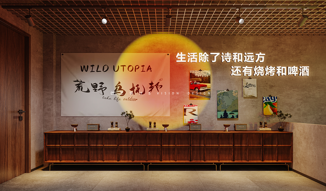 烧烤店/餐饮/露营风/3D效果图（图ZMzY2MTQ5Mjgw） - 酒店餐饮设计 - 站酷设计师创艺设计003原创素材 - 站酷ZCOOL