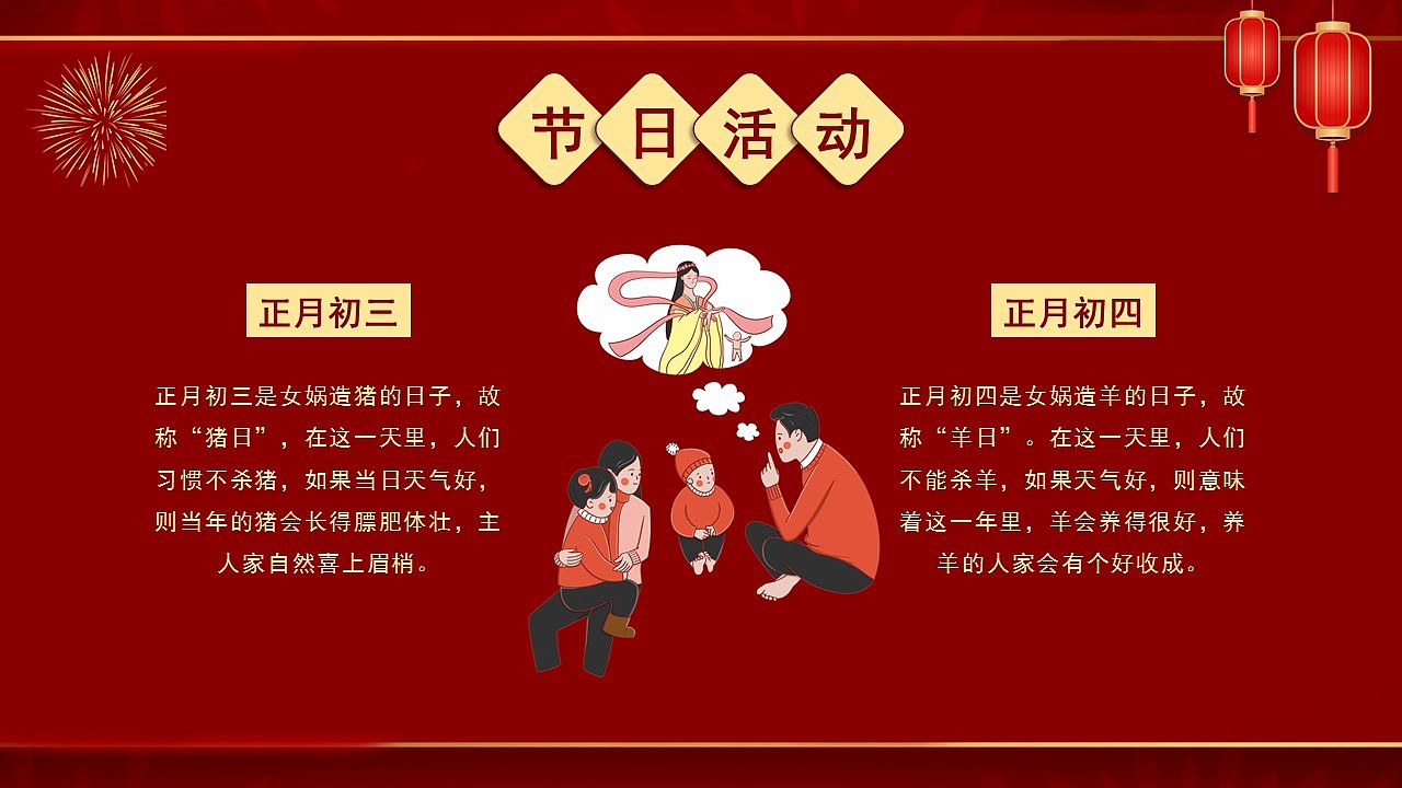 喜庆中国风新年春节习俗文化主题班会PPT模板