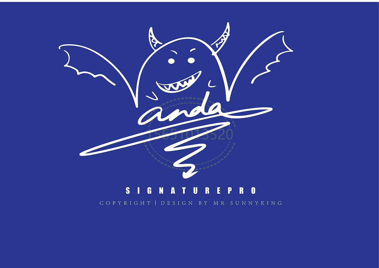 手写英文卡通签名丨南京孙老师丨版权作品丨华夏名流