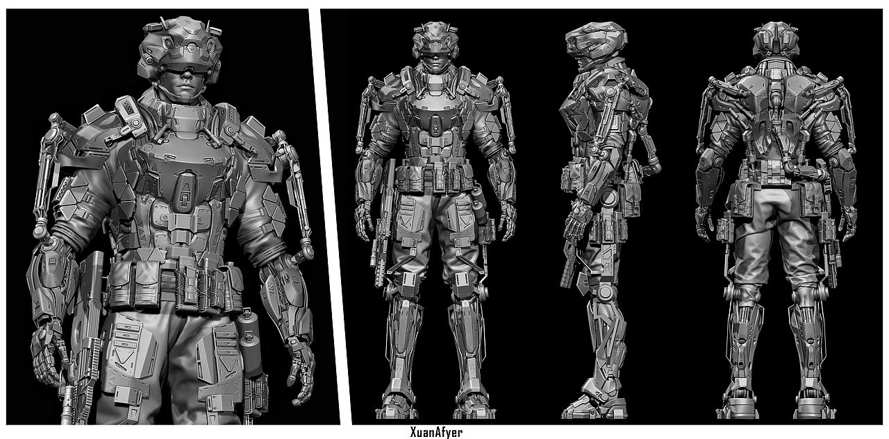 空间陆战队-机甲小队次世代概念设计建模
