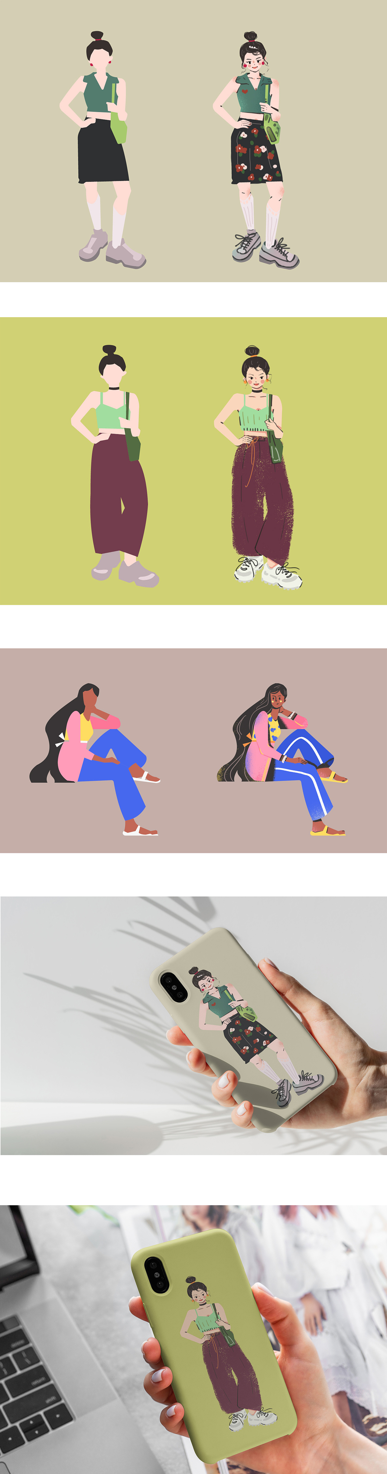 扁平风人物手机壳设计（图ZMzEyNTM4MTYw） - 商业插画 - 站酷设计师奇奇怪怪懵三岁原创素材 - 站酷ZCOOL