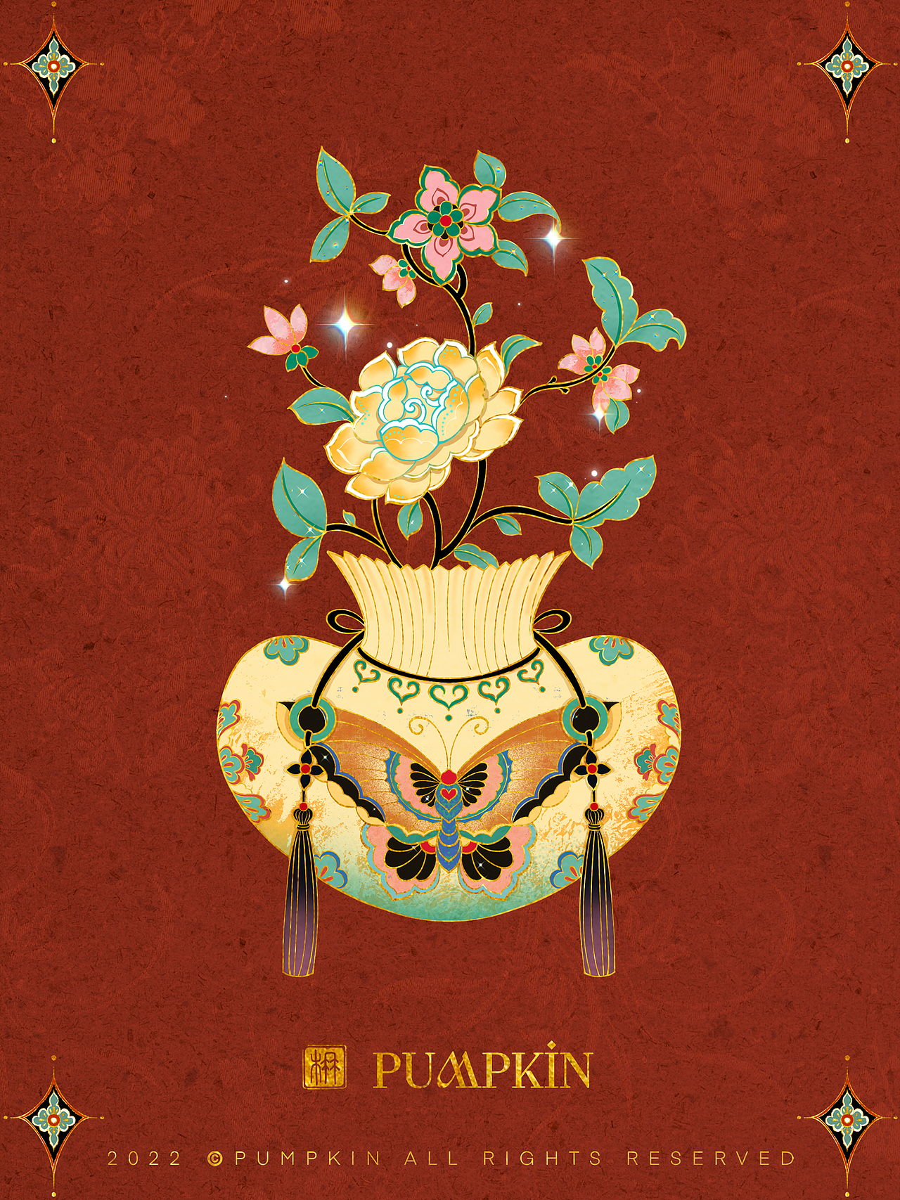 招财醒狮兔｜敦煌新年复古插画设计（图ZMzE4NTEyMzQw） - 商业插画 - 站酷设计师方楠Pumpkin原创素材 - 站酷ZCOOL