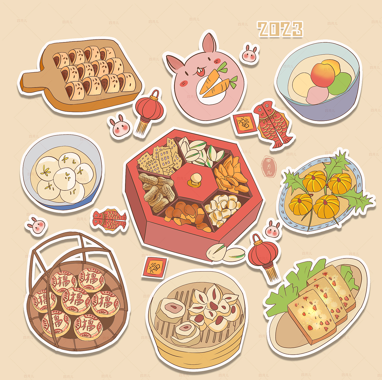 年俗美食插画