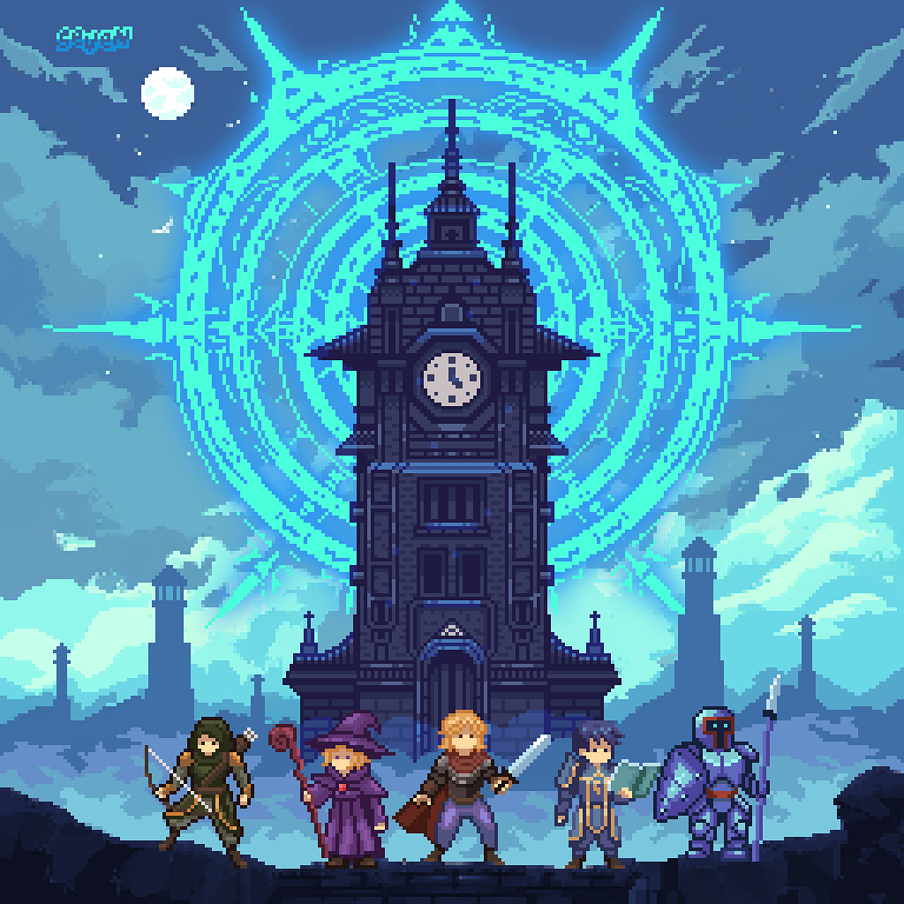 像素风游戏场景设计 | 时空塔