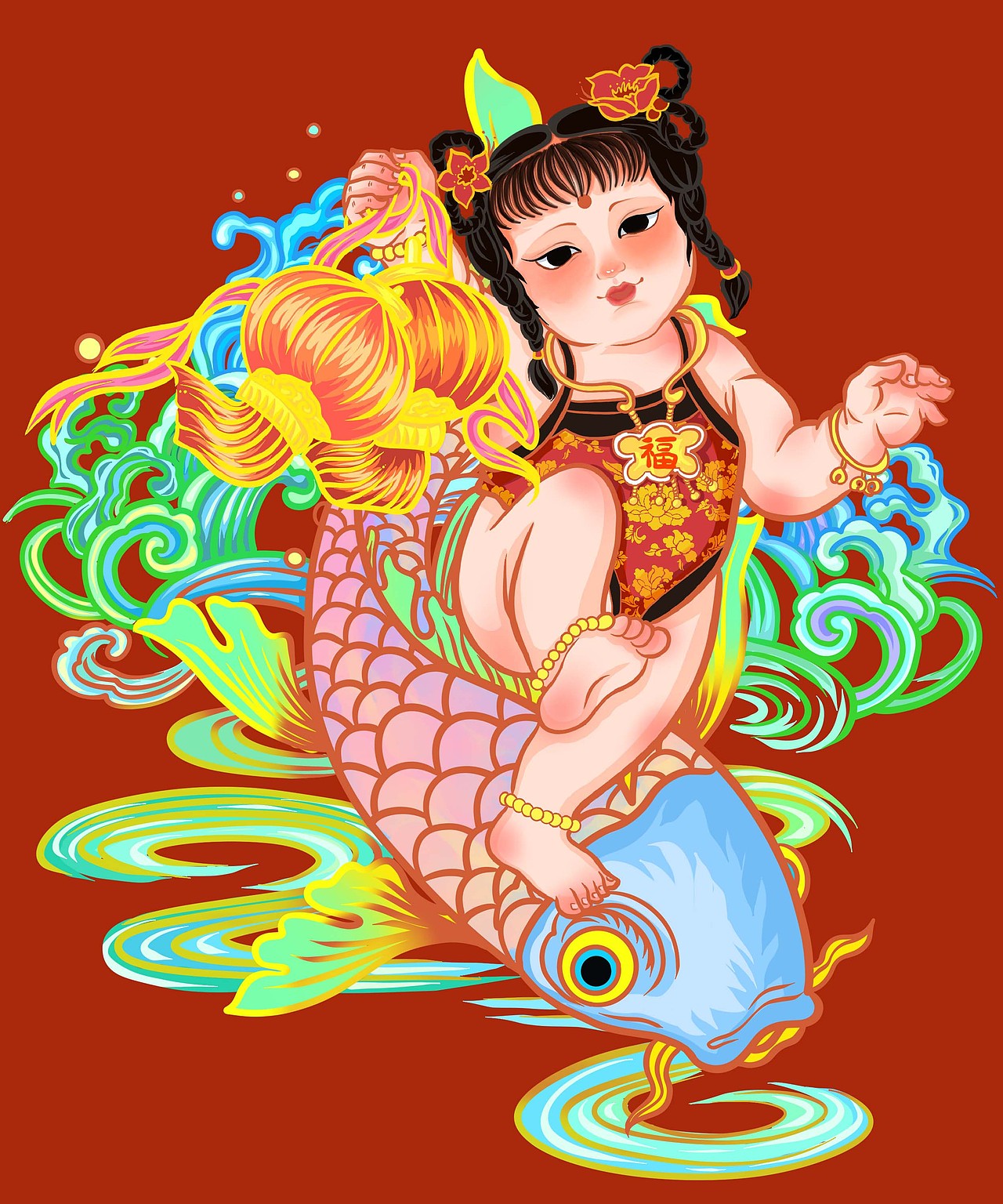 传统年画娃娃设计（图ZMzA2OTg5OTQw） - 商业插画 - 站酷设计师月阑珊1原创素材 - 站酷ZCOOL