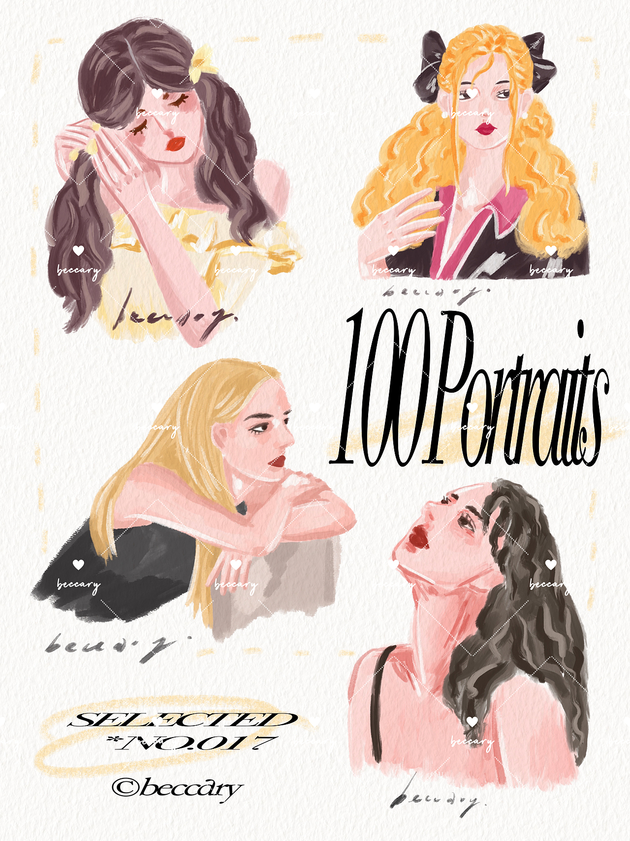 ｛100 Portraits｝100张女孩肖像插画（图ZMzQ0MjU5NzE2） - 艺术插画 - 站酷设计师beccary原创素材 - 站酷ZCOOL