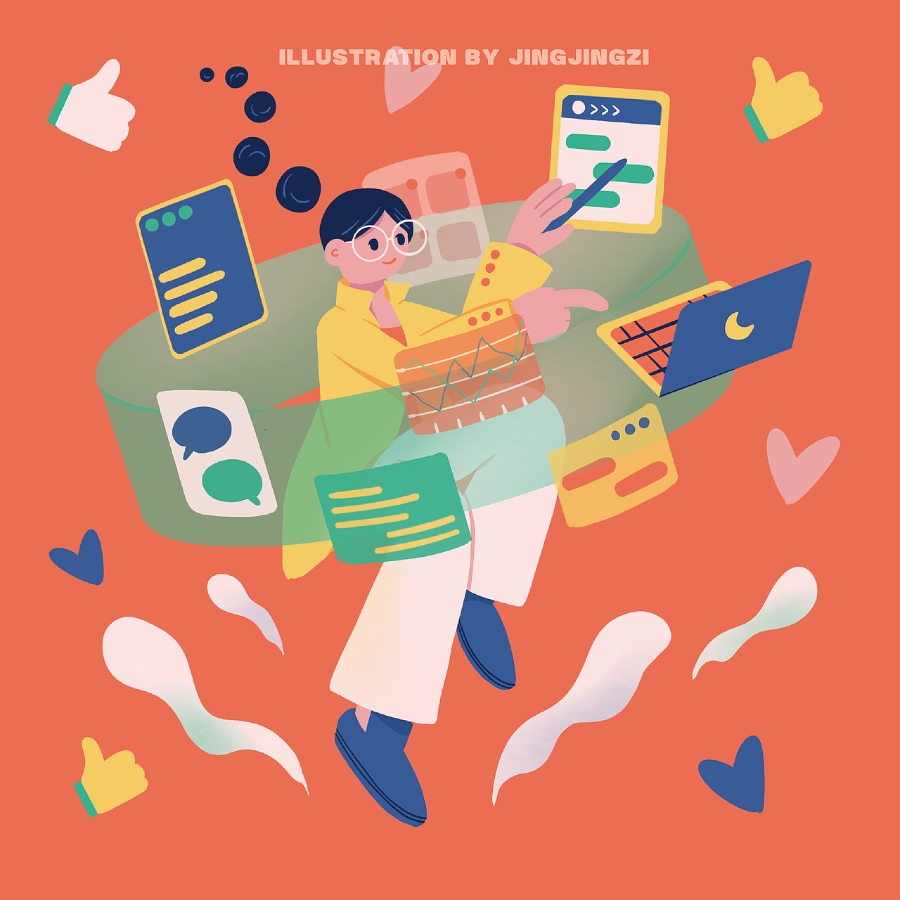 2024年原创扁平风插画日历【坚持的力量】（图ZMzU4NzQwOTYw） - 创作习作 - 站酷设计师插画设计静静子原创素材 - 站酷ZCOOL