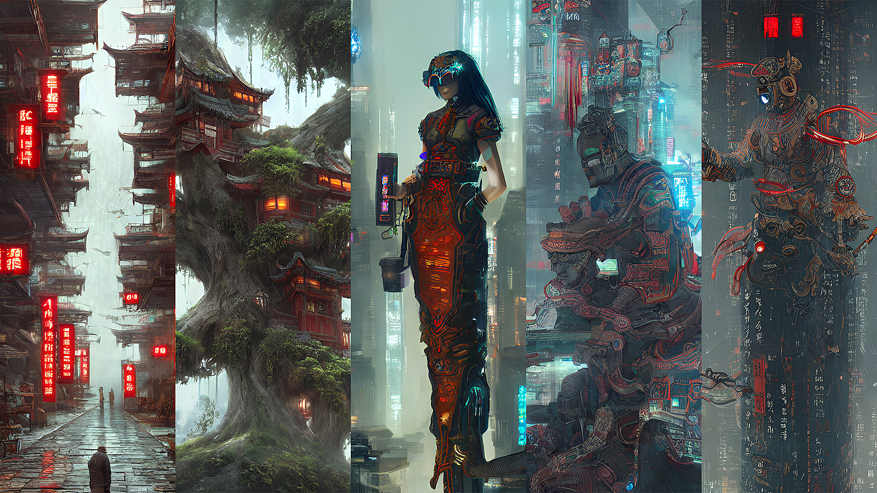 #AI创作实验室#玄幻赛博（图ZMzIwNTA1OTE2） - AI作品 - 站酷设计师黑色忧默原创素材 - 站酷ZCOOL