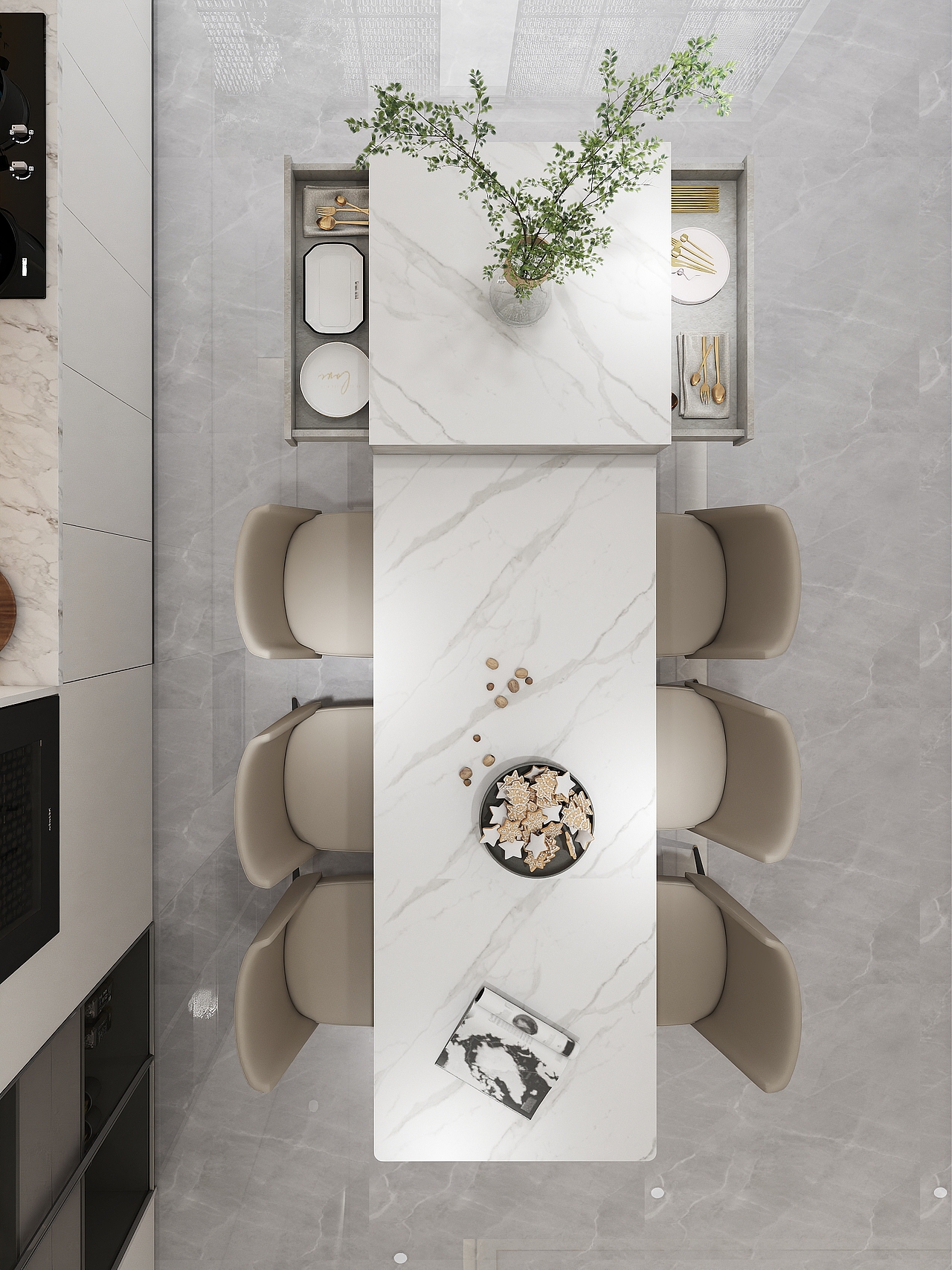 家具成品效果图-伸缩岛台