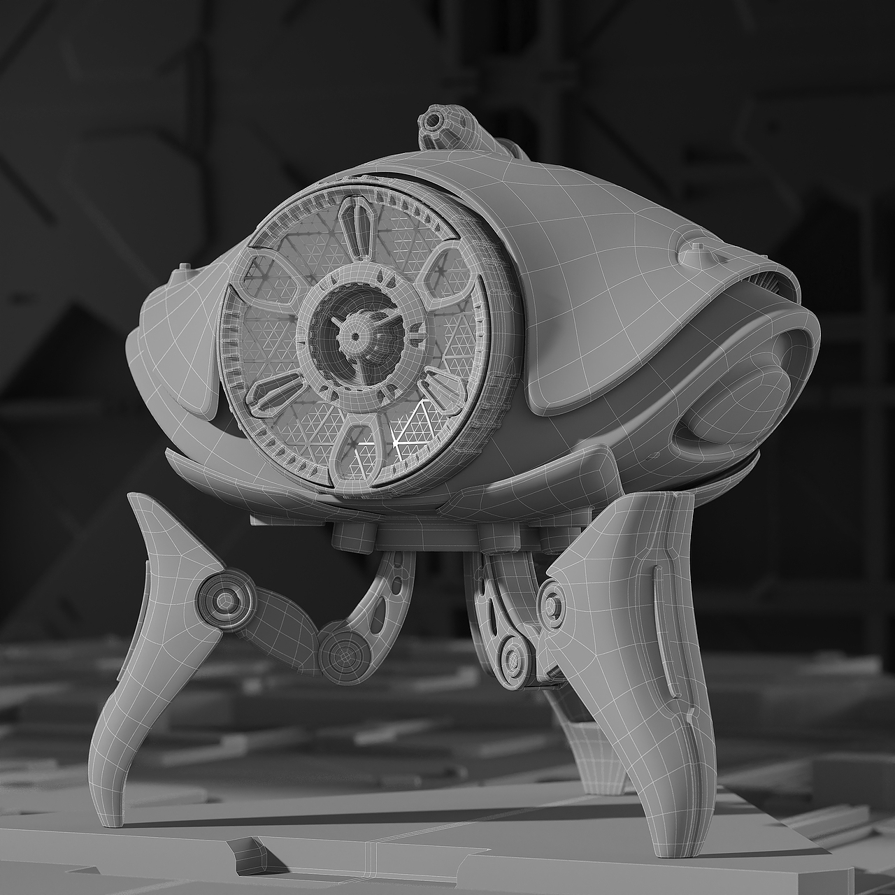 科幻桌面小音箱3D模型制作