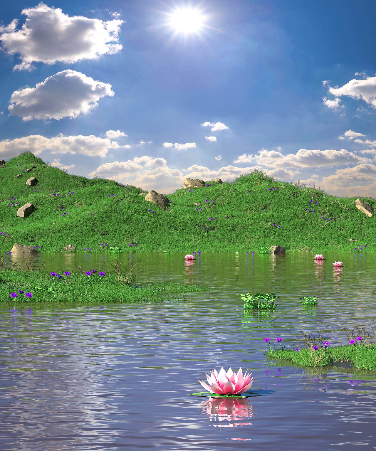 程序化自然风景渲染图