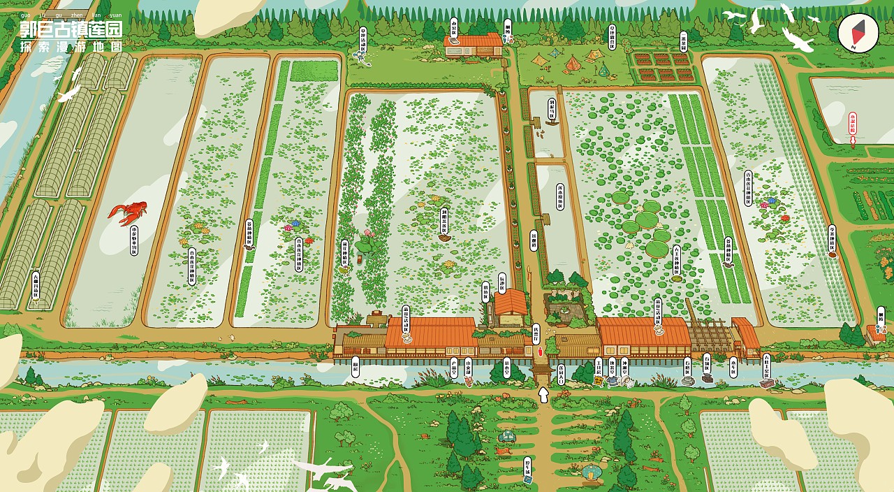 郭巨古镇莲园漫游地图（图ZMzUxODAyNzY0） - 商业插画 - 站酷设计师oRETRYo原创素材 - 站酷ZCOOL
