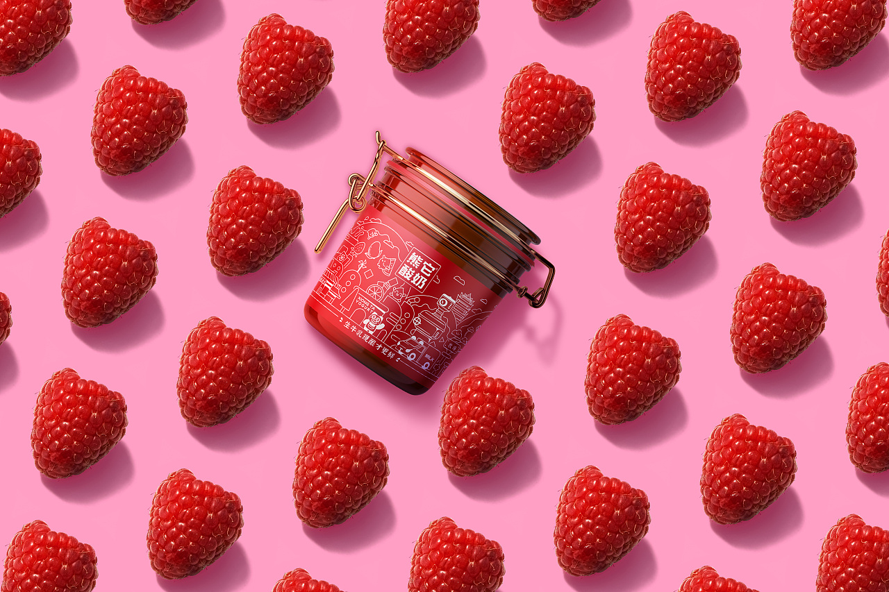 熊它酸奶-饮品品牌地标线性插画瓶身包装设计