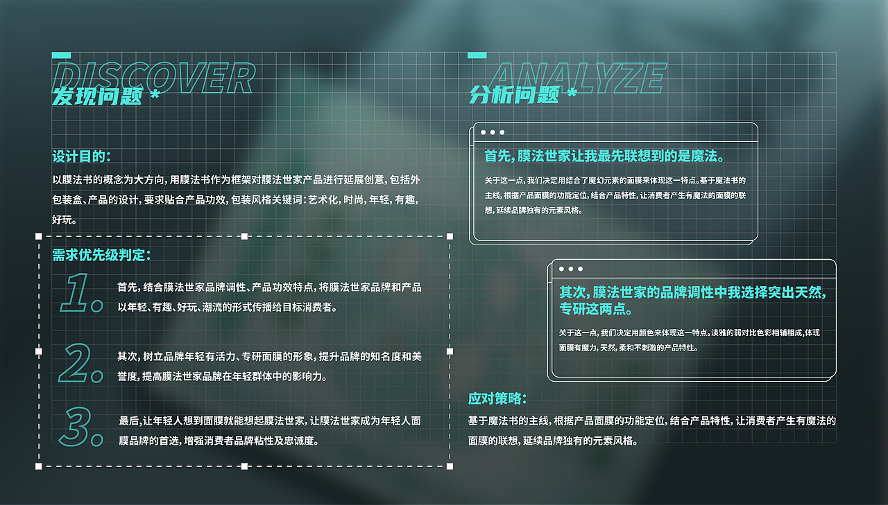 包装 / 膜法世家之魔法书全棉纱布面膜 / 思路解析