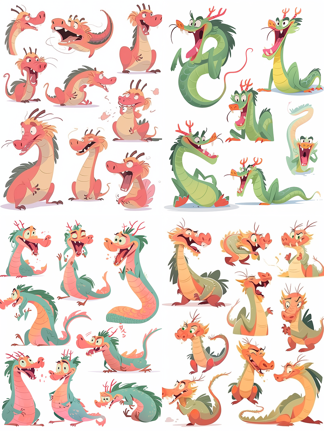 龙卡通可爱龙生肖插画表情包形象设计吉祥物（图ZMzQzNzkwMTAw） - 商业插画 - 站酷设计师画画的小可原创素材 - 站酷ZCOOL