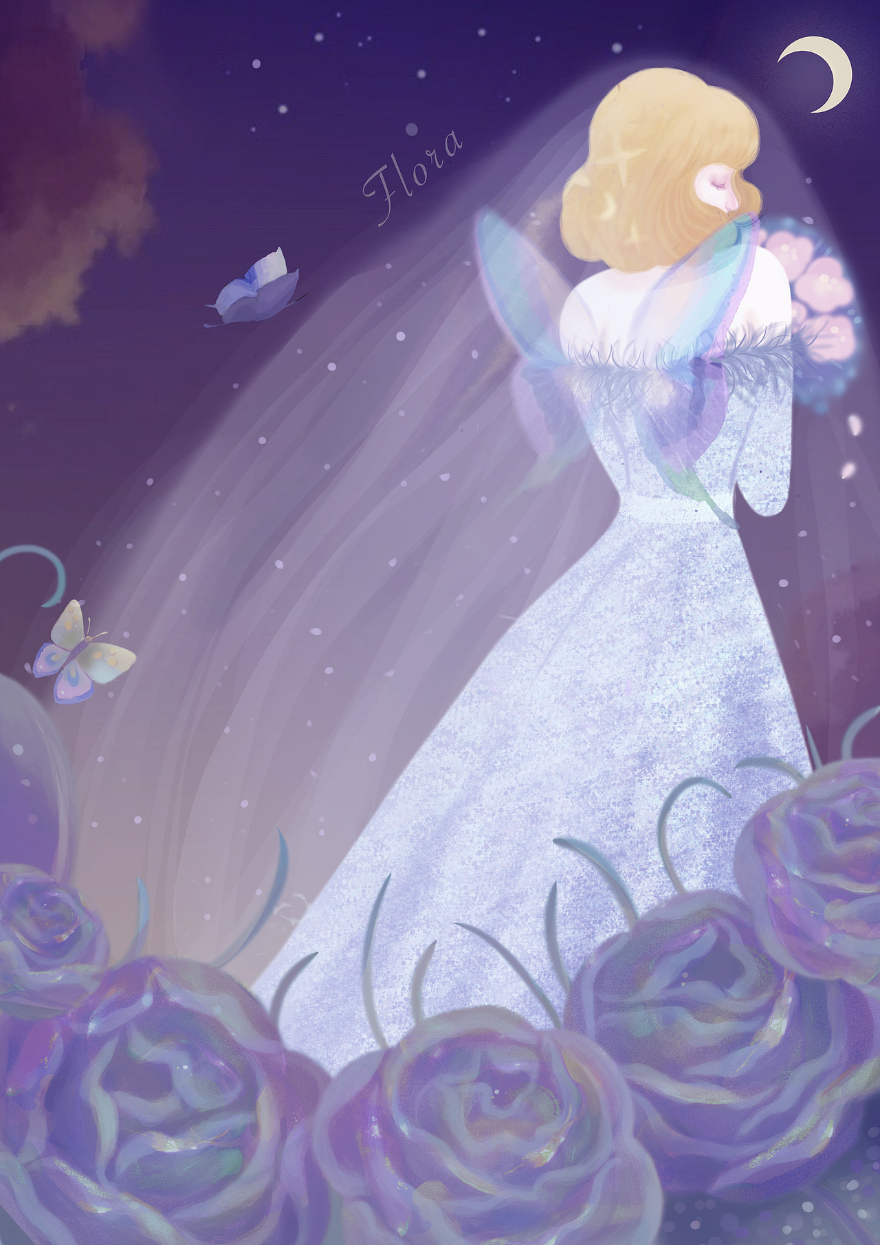 夜色深处-梦幻微写实少女系列插画合集