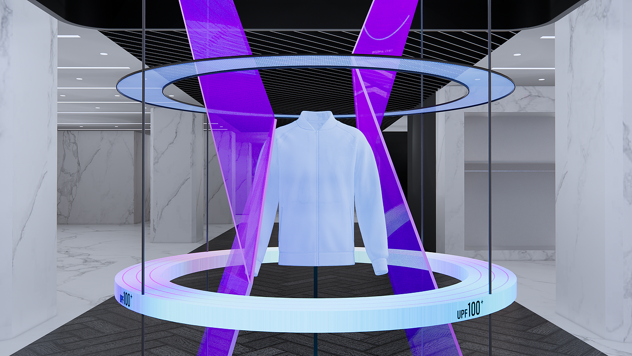 波司登体验店-夏季骄阳防晒系列橱窗中岛边场设计（图ZMzQ0NDcxNjk2） - 商业空间设计 - 站酷设计师Joan_Lai原创素材 - 站酷ZCOOL
