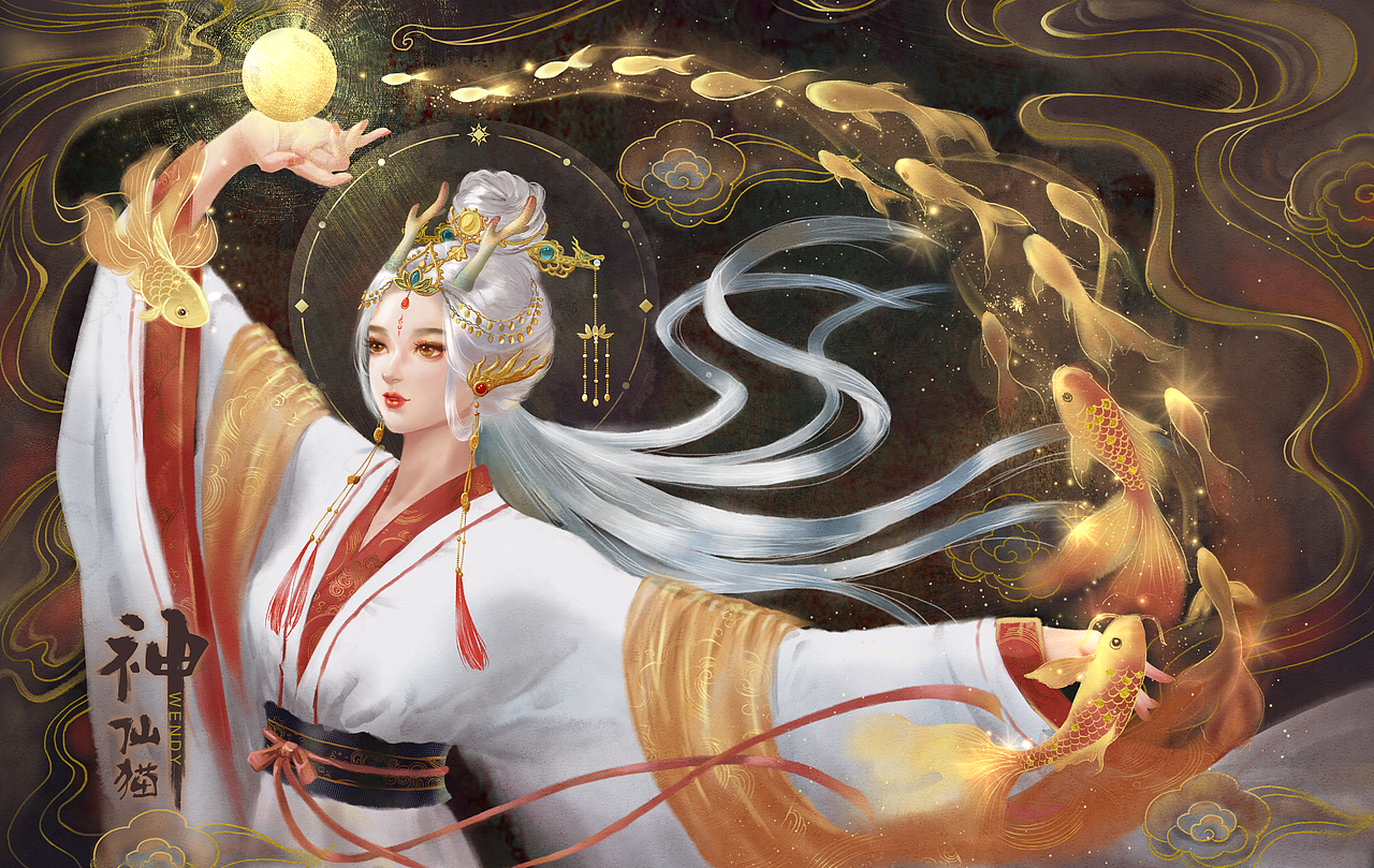 龙年贺图-龙女戏鱼（图ZMzYyMjkzNzIw） - 创作习作 - 站酷设计师神仙猫Wendy原创素材 - 站酷ZCOOL