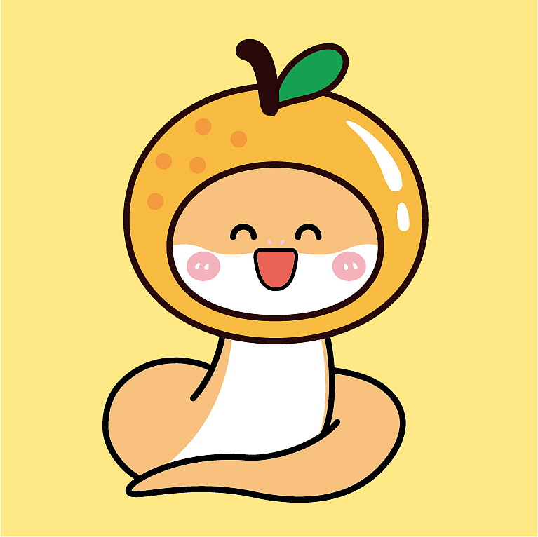 橘子蛇卡通可爱插画手绘图片素材