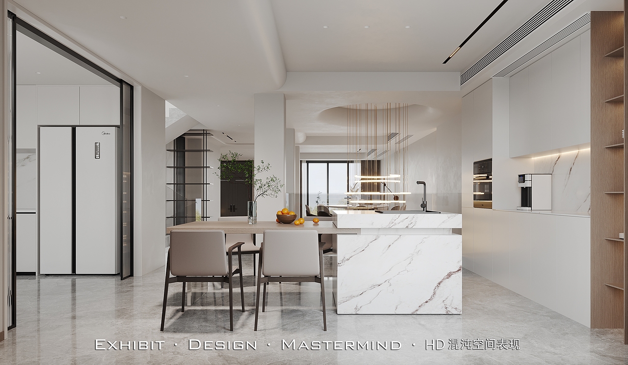 混沌空间表现 X 现代极简风 别墅客餐厅（图ZMzM2MTQ0ODE2） - 家装设计 - 站酷设计师混沌空间写实表现原创素材 - 站酷ZCOOL