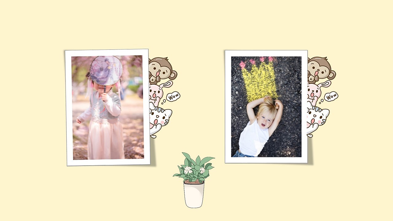 暖色卡通风儿童宝宝成长档案纪念相册PPT模板