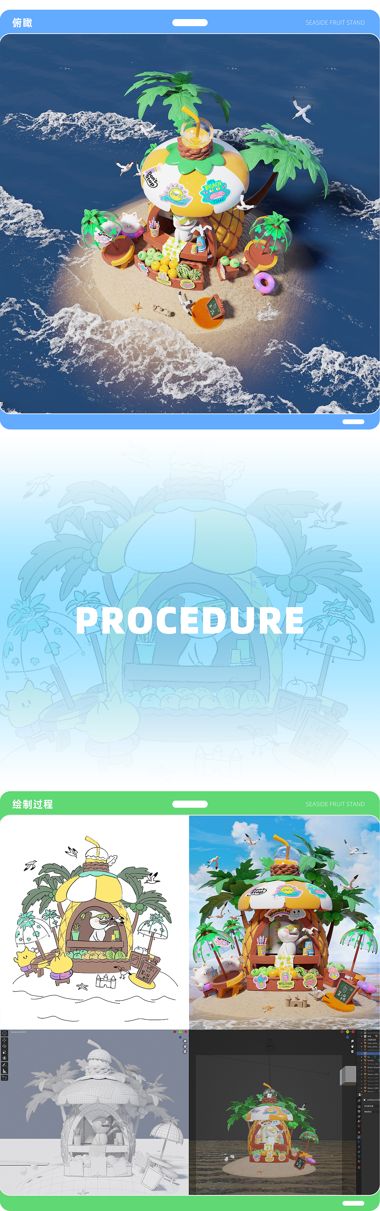 Blender场景《海边水果摊》