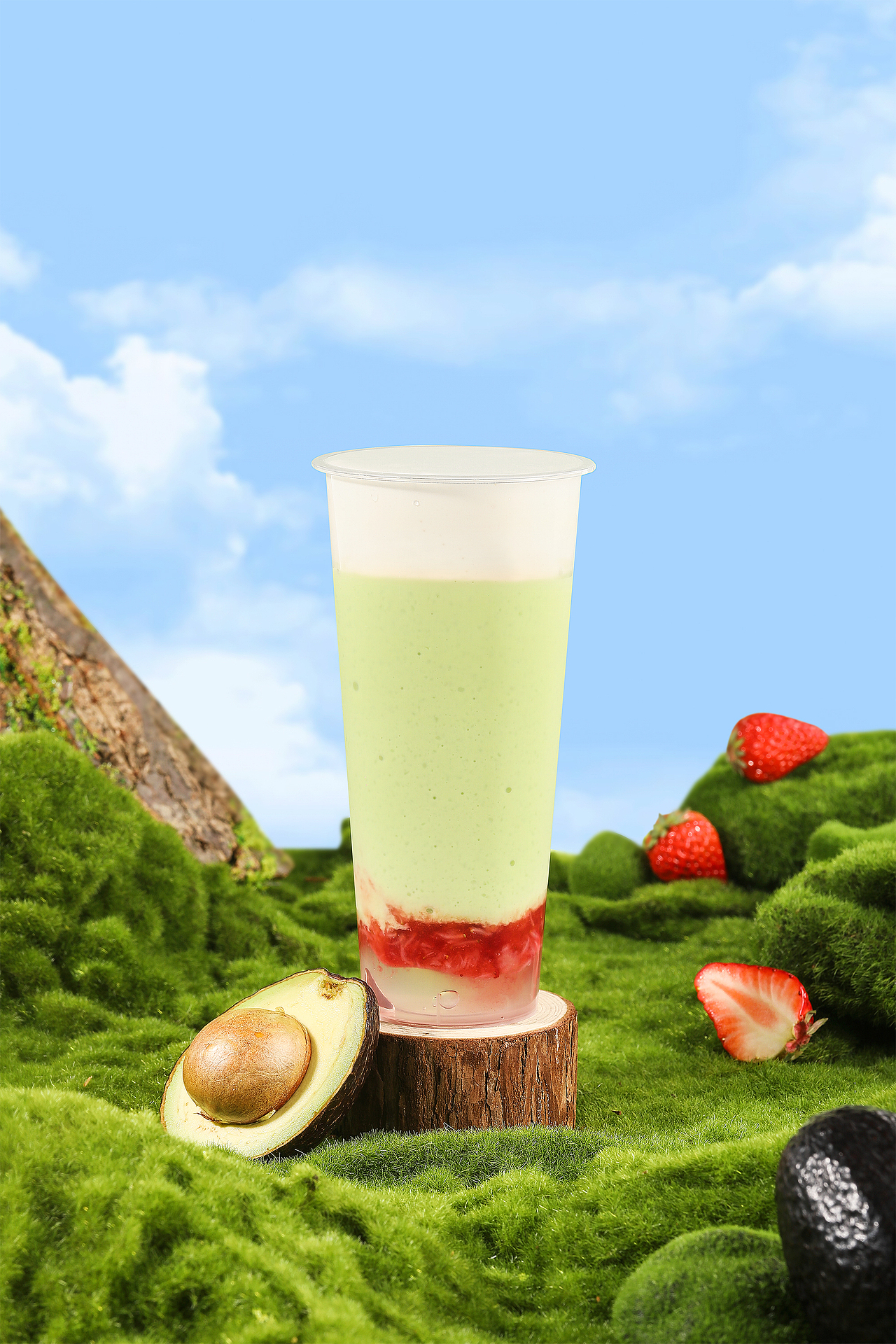 牛油果饮品海报修图设计