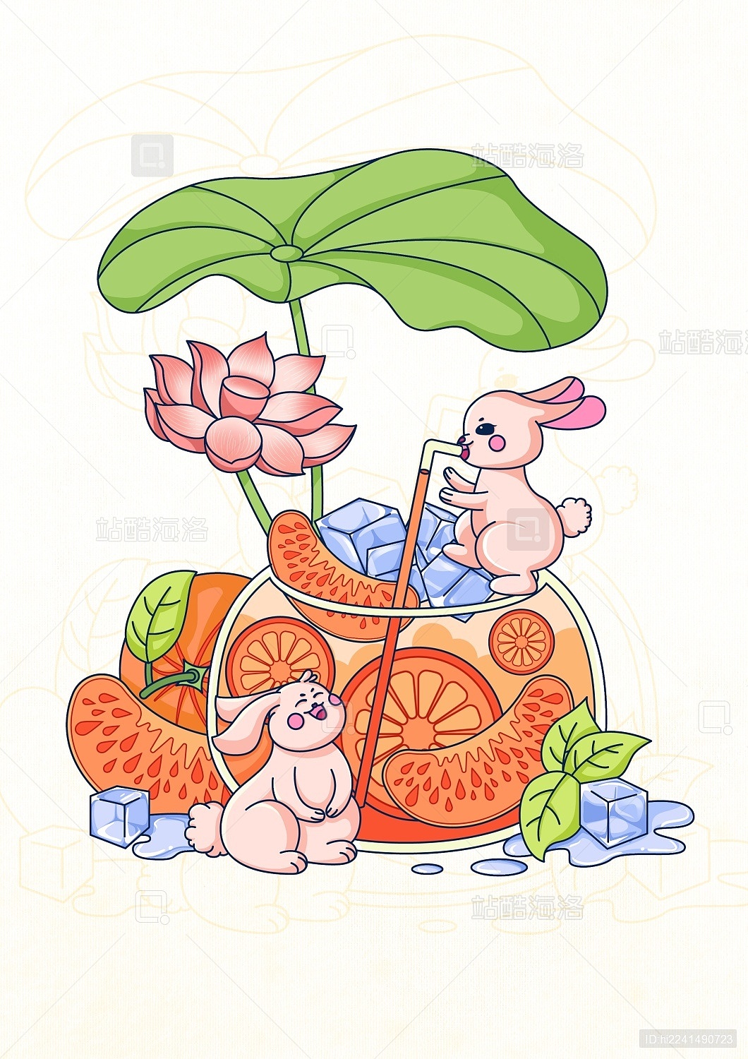 夏日橘子汽水（图ZMzAyNTUzNTMy） - 商业插画 - 站酷设计师豹纹郁金香原创素材 - 站酷ZCOOL