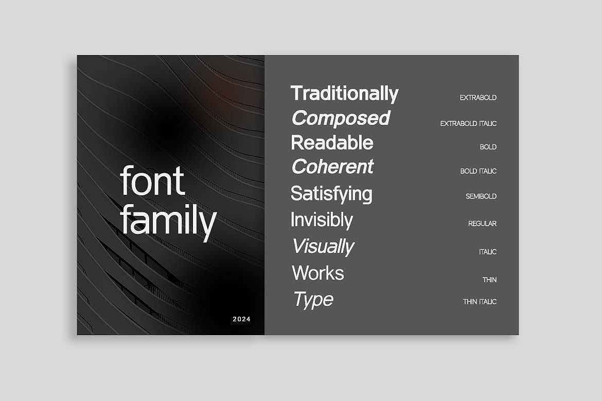 现代简约企业品牌logo海报画册排版无衬线英文字体家族