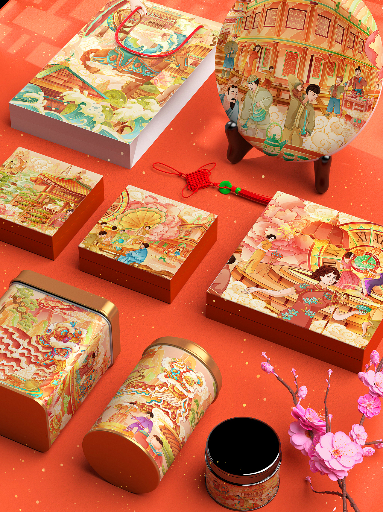 百载传承x茶韵绵延-国潮国风长卷插画（图ZMzM2MTI3MDYw） - 商业插画 - 站酷设计师木偶夹子原创素材 - 站酷ZCOOL