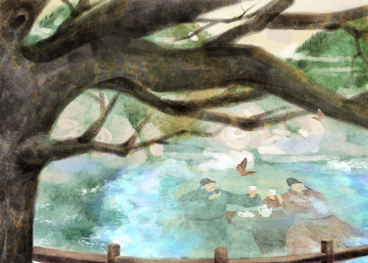 李煜梦词插画之《阮郎归·呈郑王十二弟》