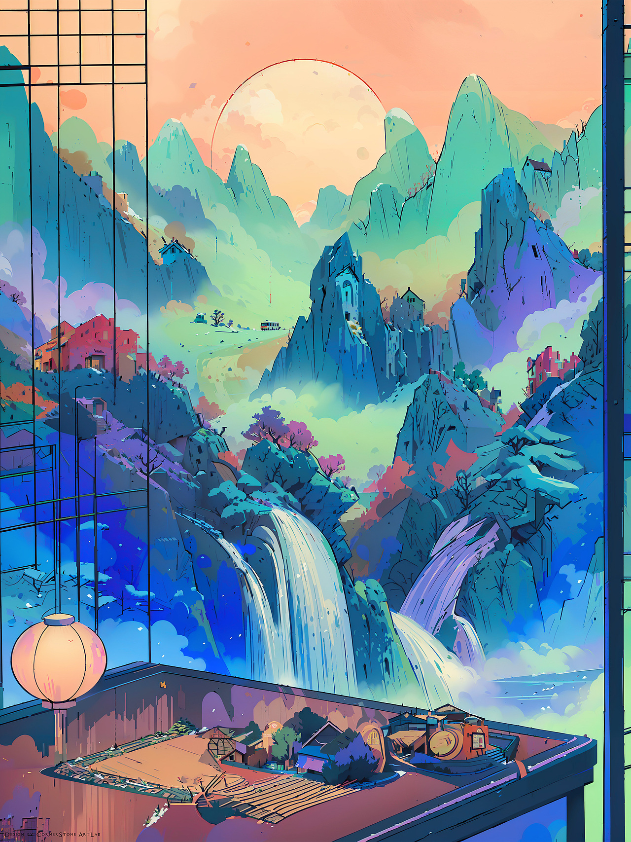 Digital Landscape: 亭观山水（图ZMzYyMzc3Mjc2） - 绘画 - 站酷设计师墙角石设计工作室原创素材 - 站酷ZCOOL
