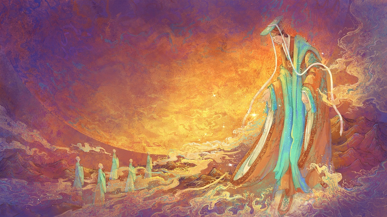 毕业设计《神源》系列插画——东华帝君（图ZMzY1NTAzNjgw） - 艺术插画 - 站酷设计师a玖玖原创素材 - 站酷ZCOOL