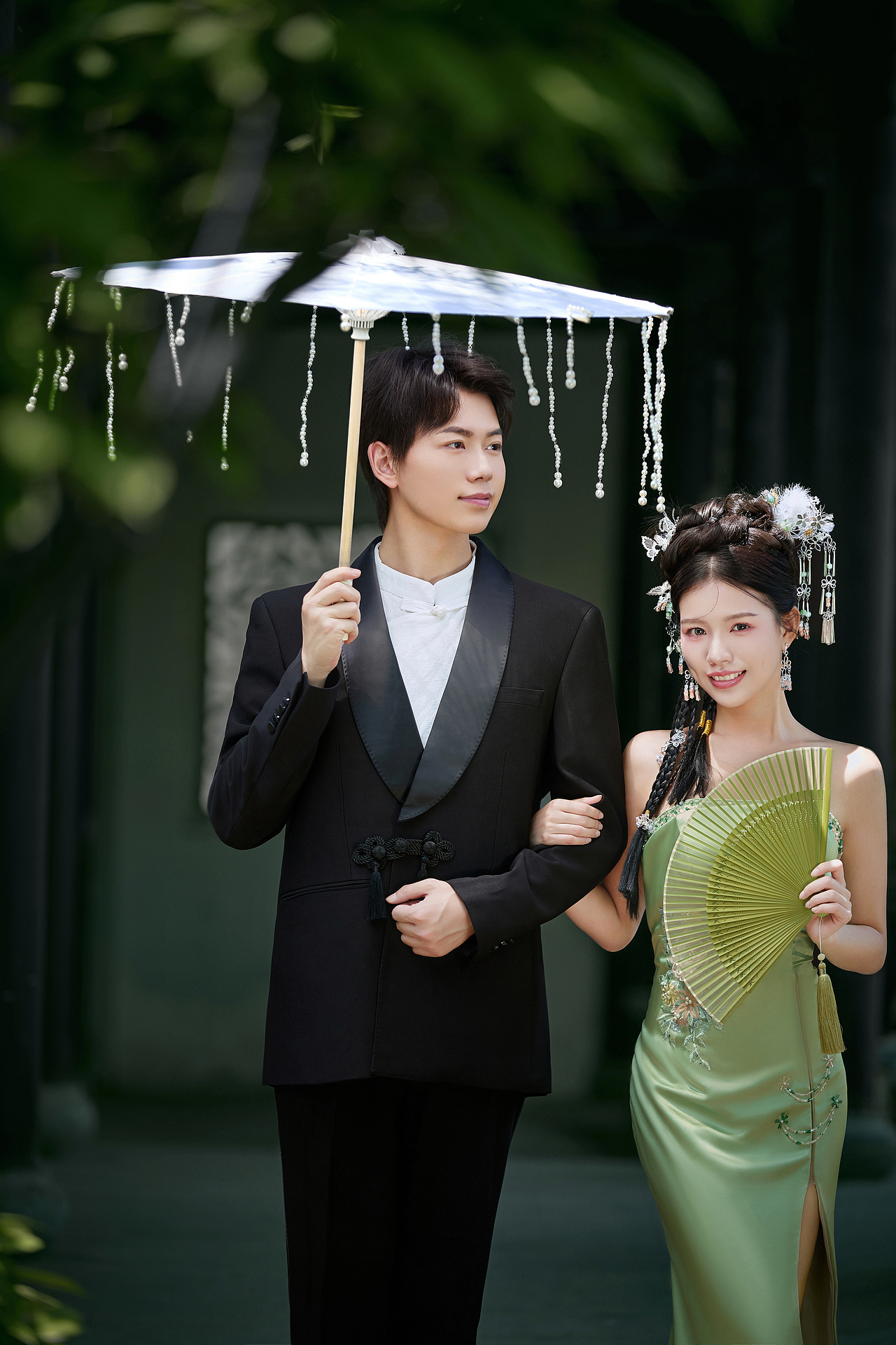 中式园林旗袍婚纱修图