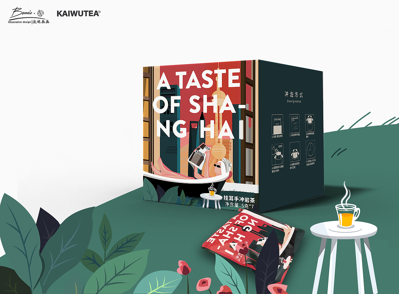 上海味道 | 开吾茶叶包装插画设计