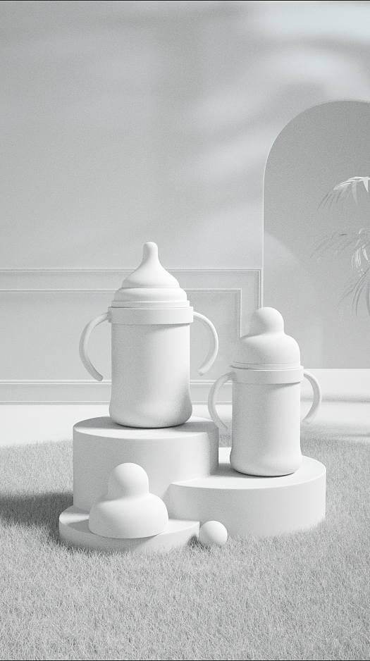 母婴奶瓶场景渲染