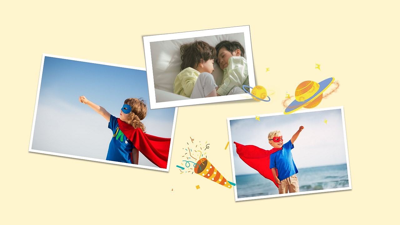 暖色卡通风儿童宝宝成长档案纪念相册PPT模板