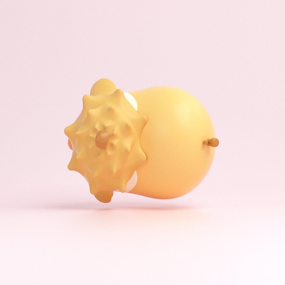 3D作品 | 小菜雞IP形象做成趴姿不就是松松玩具了嗎？