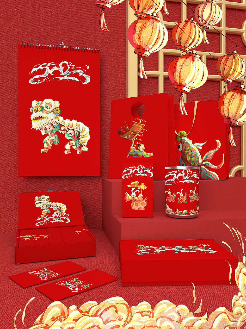 2023兔年氛围感春节kv节日插画