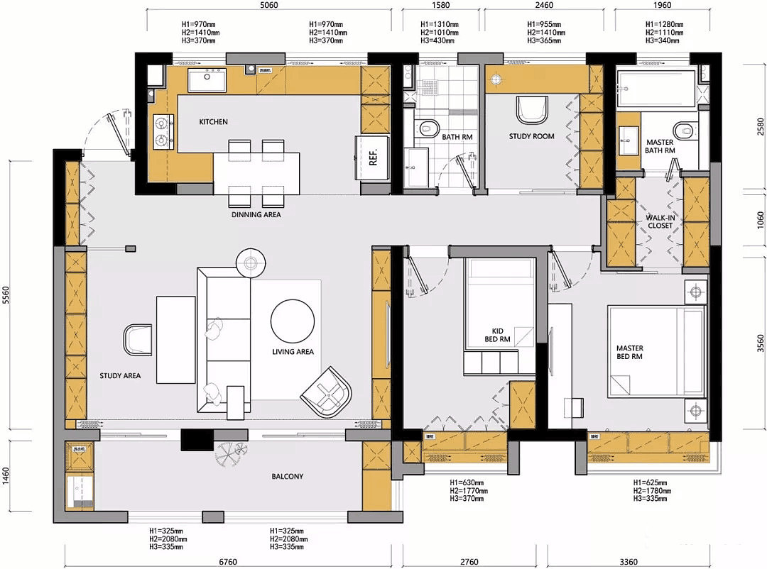 120平高级简约风，精致的三口之家