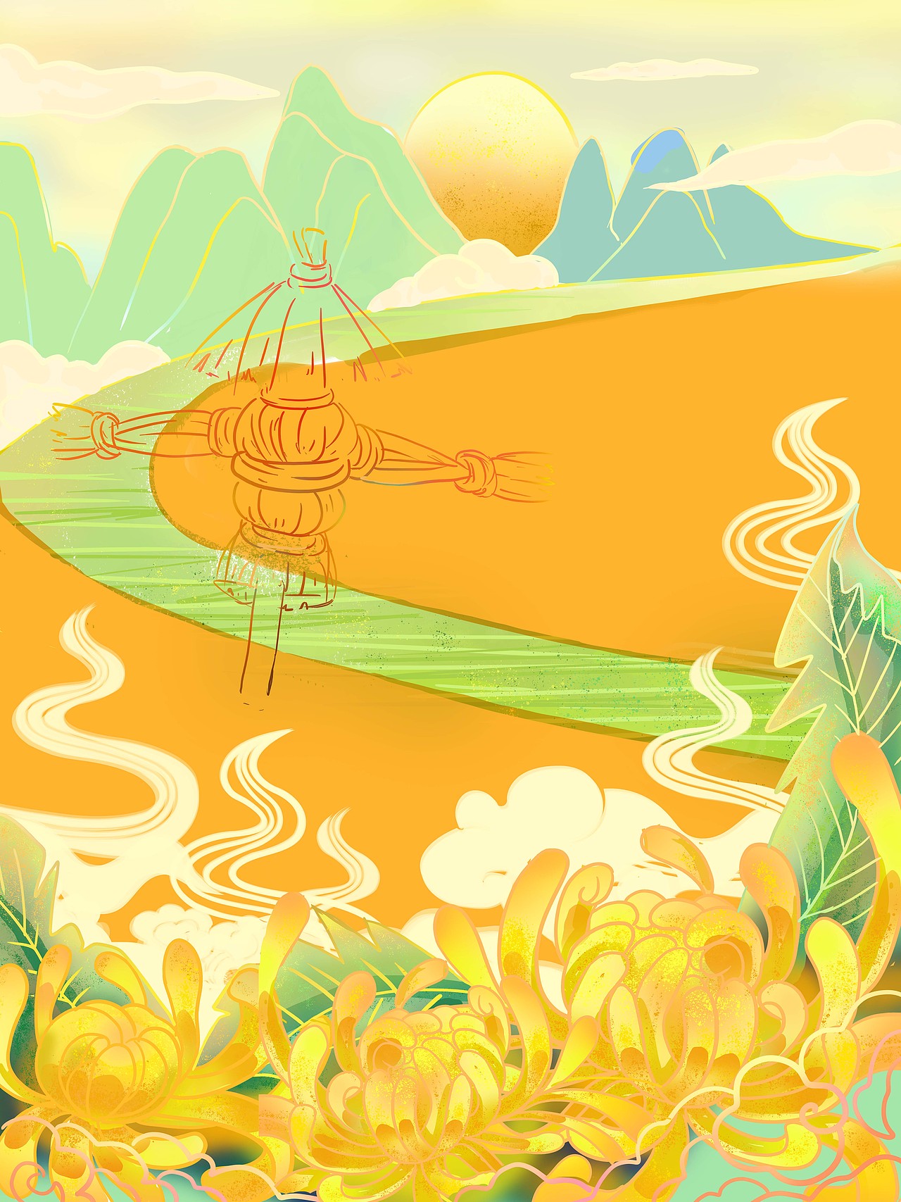 二十四节气/秋分/新国风商业插画