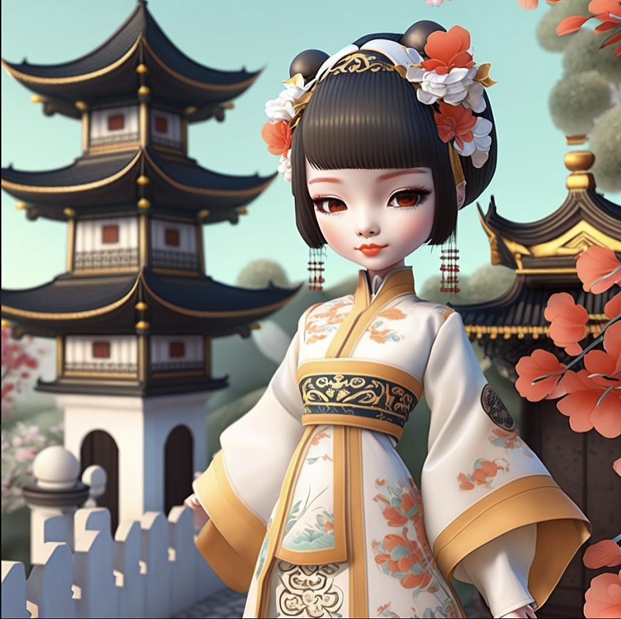 AI绘画古风盲盒IP女孩