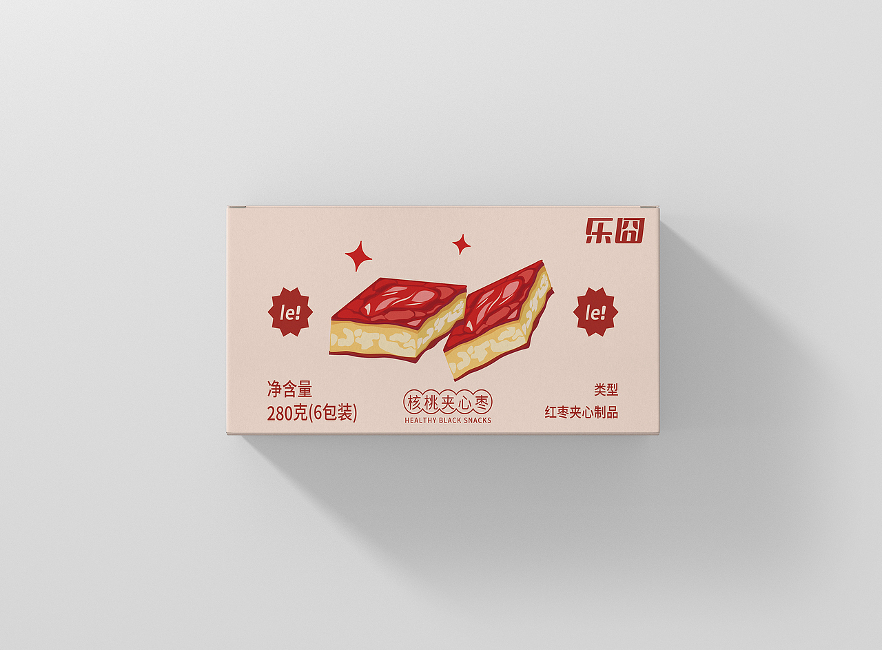 红枣夹心派包装盒设计效果展示
