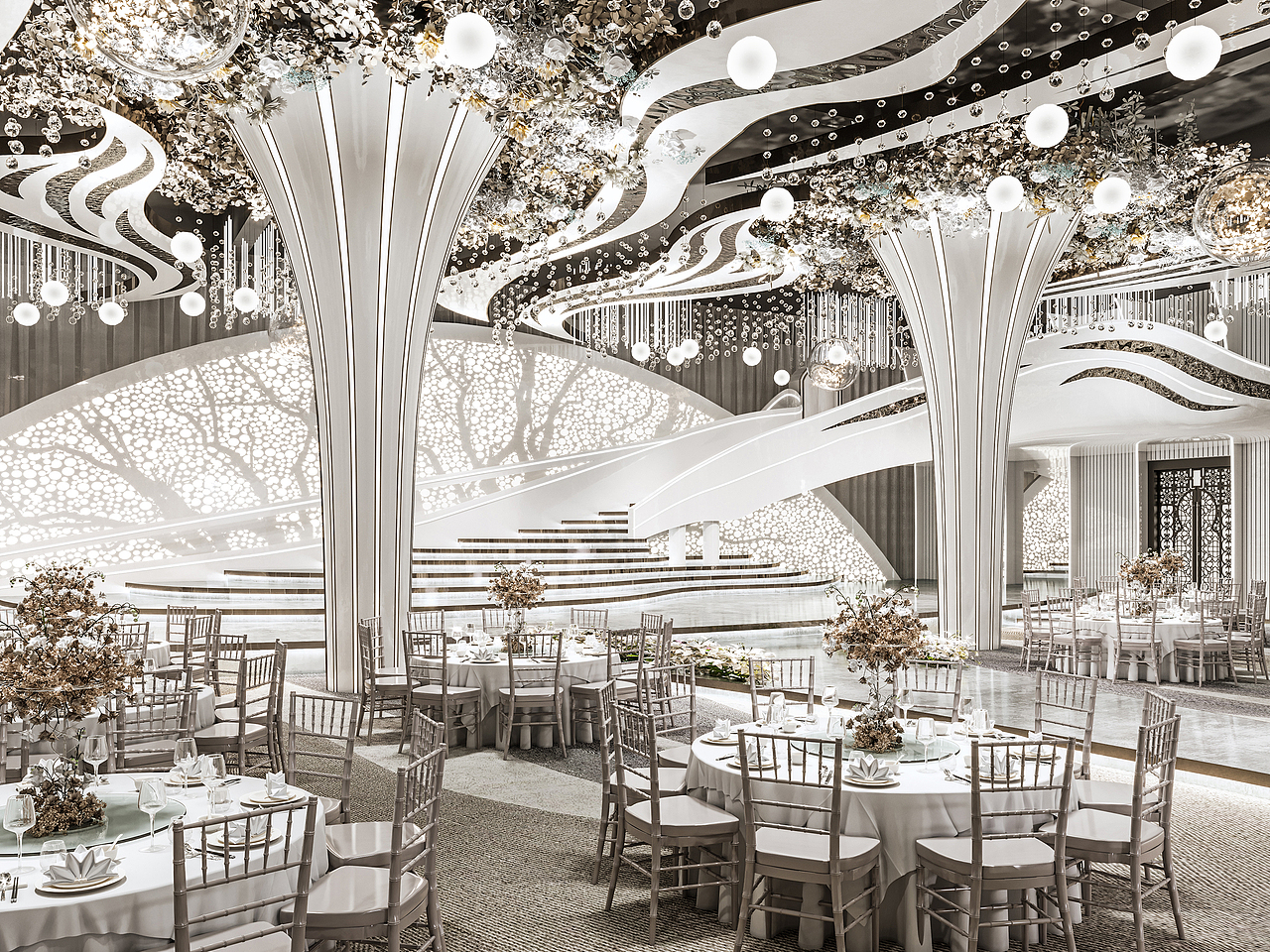 婚礼现场效果图表现（图ZMzAxNDU3NDQ0） - 酒店餐饮设计 - 站酷设计师卓尚表现设计原创素材 - 站酷ZCOOL
