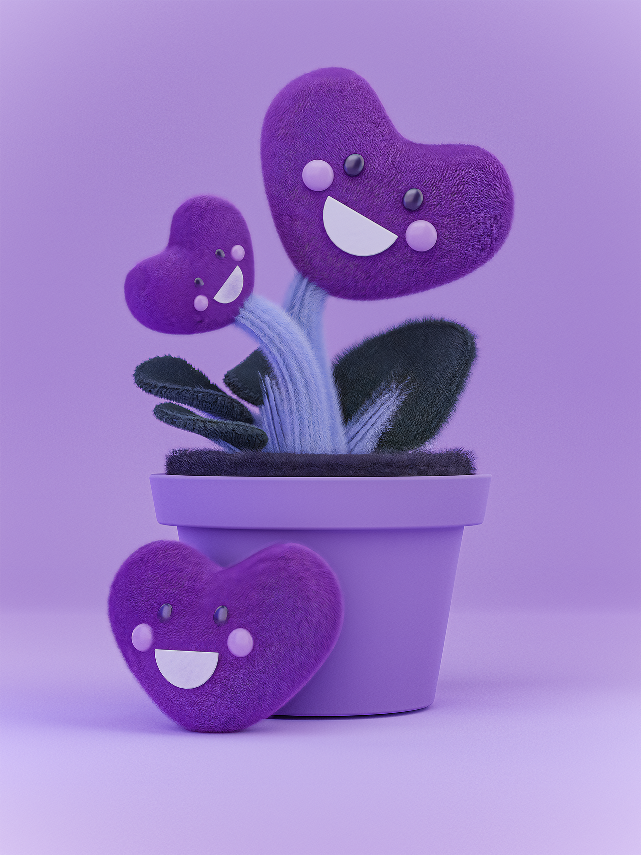 紫色一家小盆栽