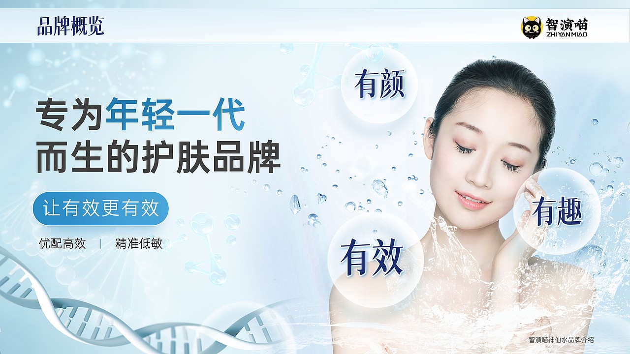 智演喵神仙水护肤品产品展示PPT定制案例展示