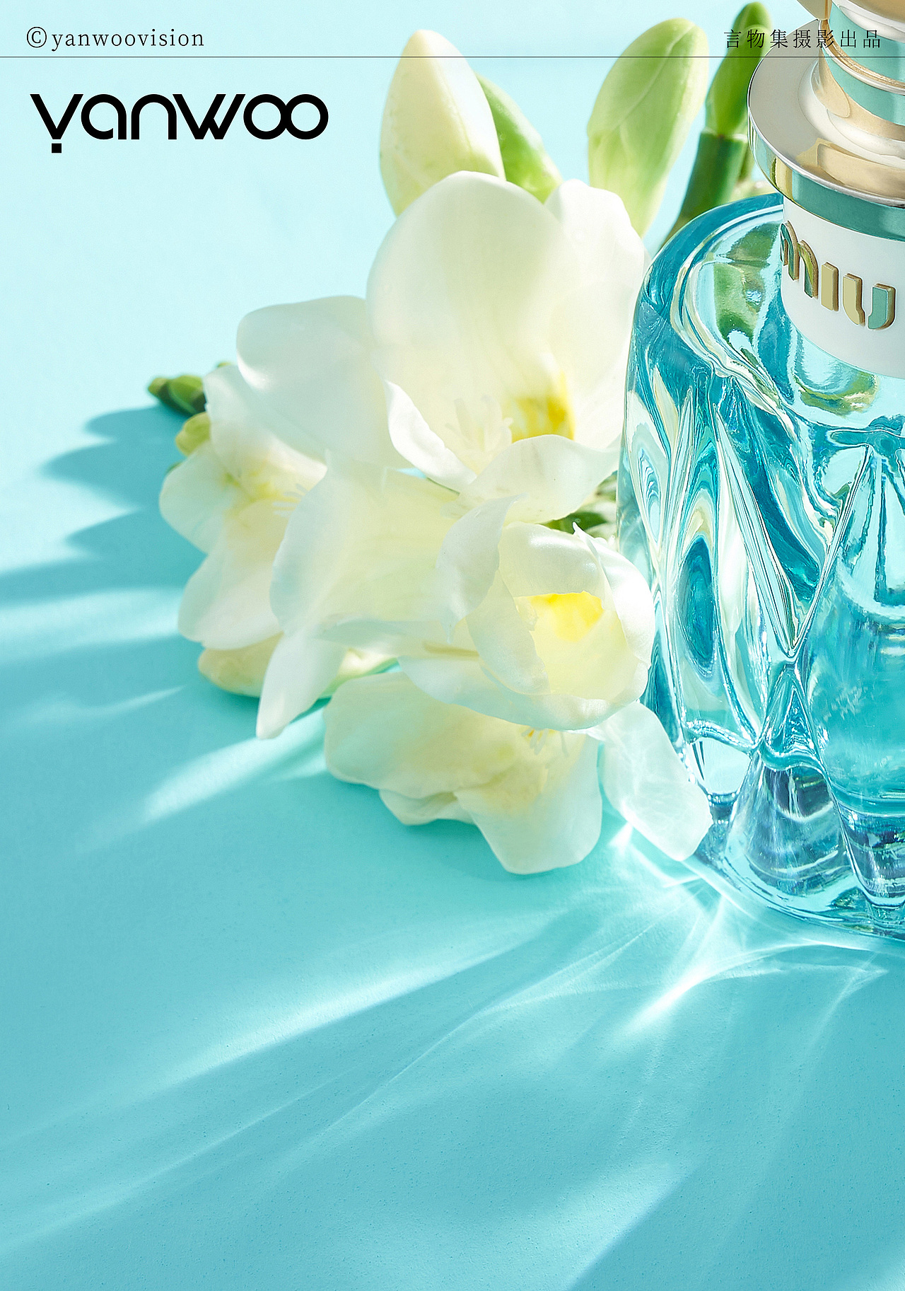 言物集 X MIUMIU |女士香水简约场景产品商业拍摄鲜花