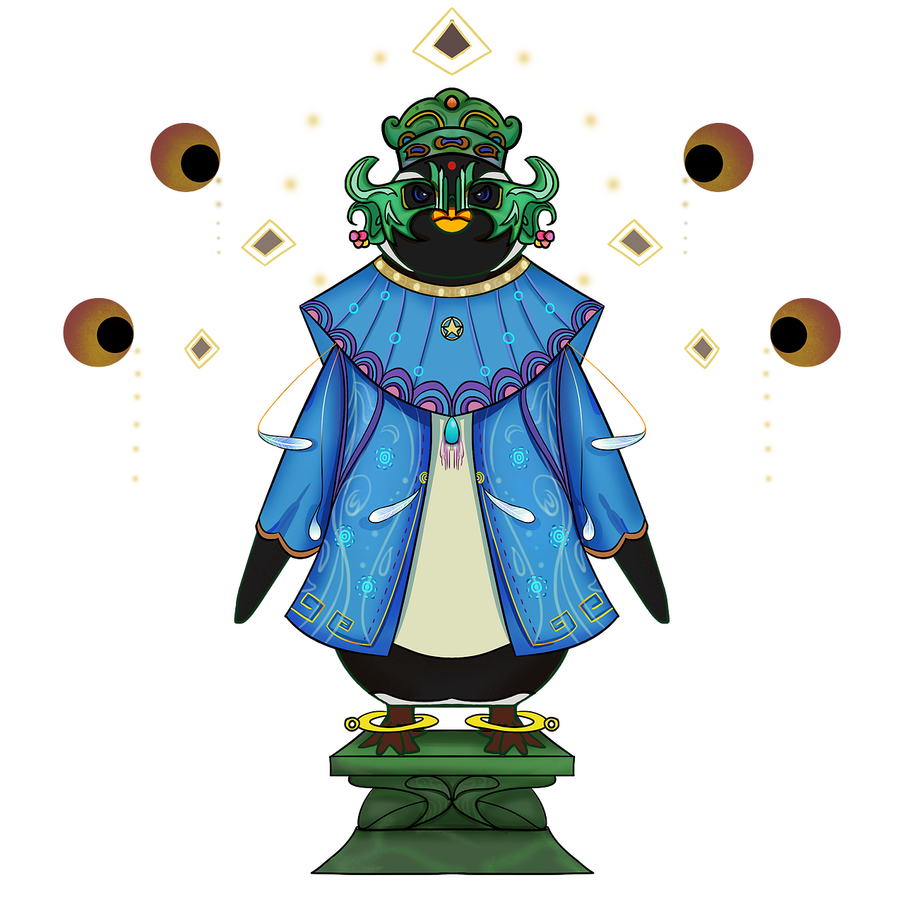 国潮|三星堆|潮流艺术|企鹅大祭司（图ZMzEwMjM3NDY0） - 商业插画 - 站酷设计师插画师Pingple原创素材 - 站酷ZCOOL