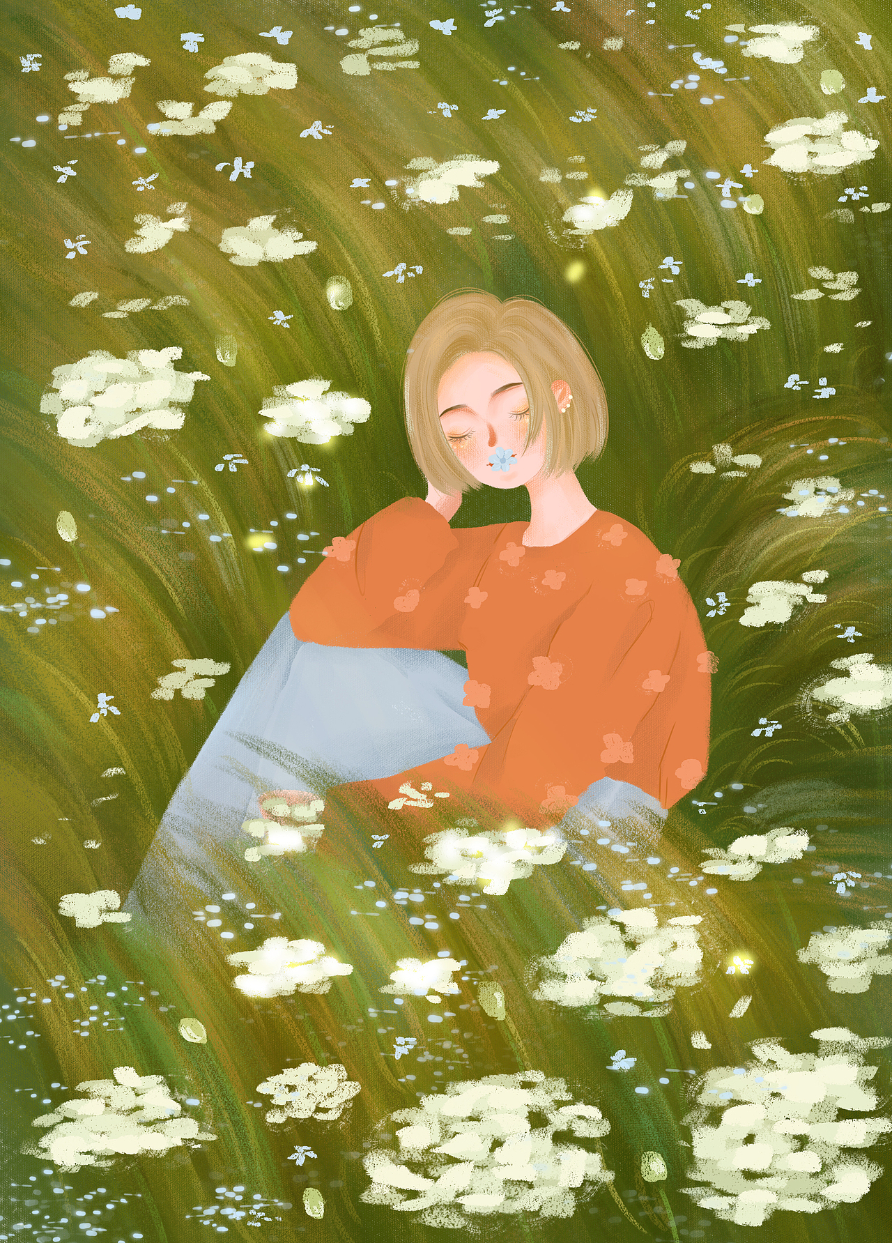 春天啦，当然要采花了（图ZMjk4NTk0Njg0） - 创作习作 - 站酷设计师木西同学原创素材 - 站酷ZCOOL