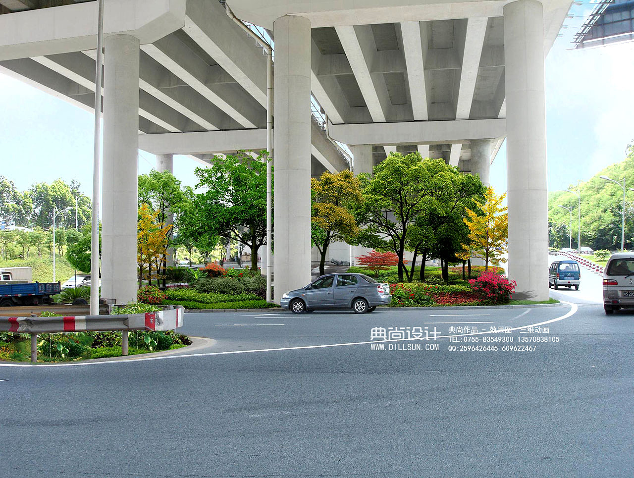 跨线桥效果图作品高架桥